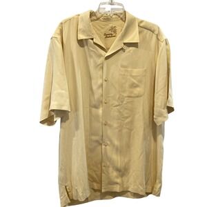 Vintage Tommy Bahama Mens Medium Silk Short Sleeve Camp Shirt Yellow Relaxed